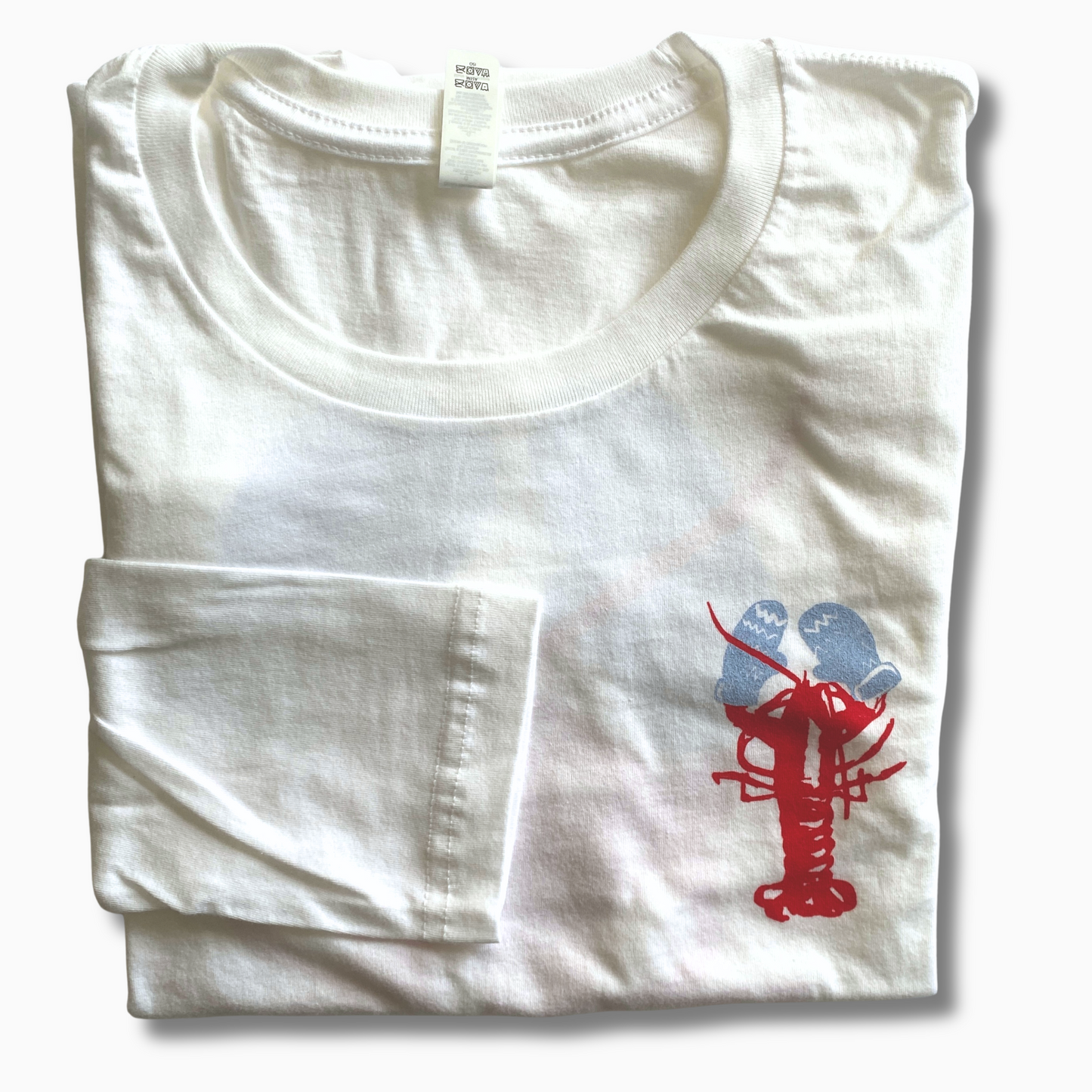 LOBSTER WITH BLUE MITTENS - Long-sleeve Front and Back Lobster