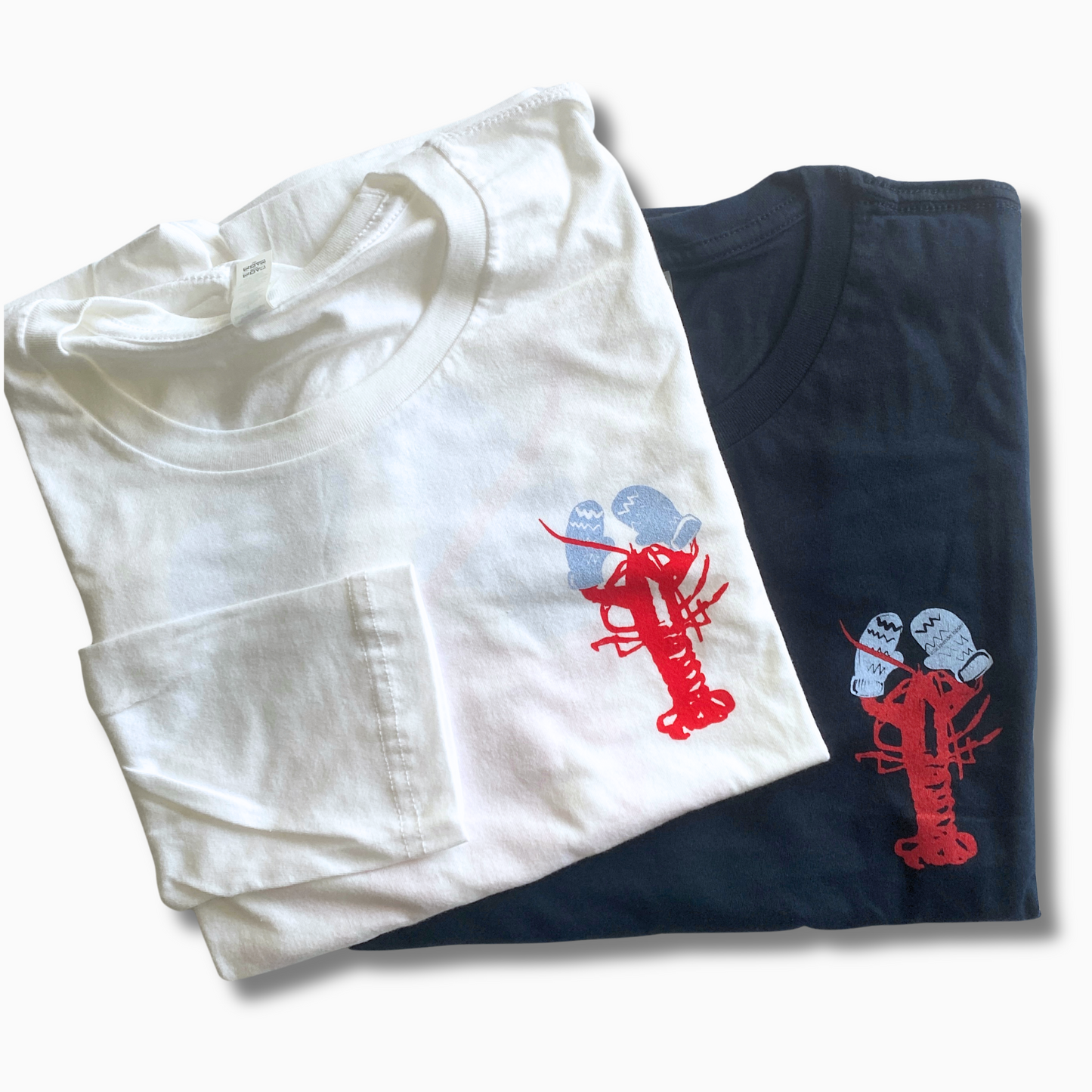 LOBSTER WITH BLUE MITTENS - Long-sleeve Front and Back Lobster