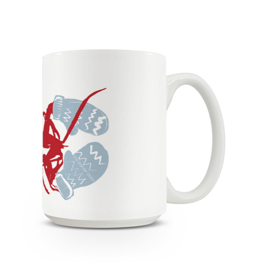 LOBSTER WITH BLUE MITTENS MUG