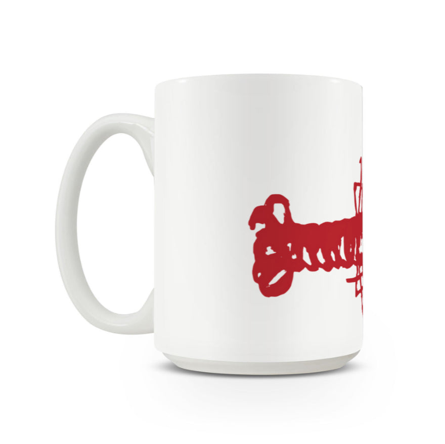 LOBSTER WITH BLUE MITTENS MUG