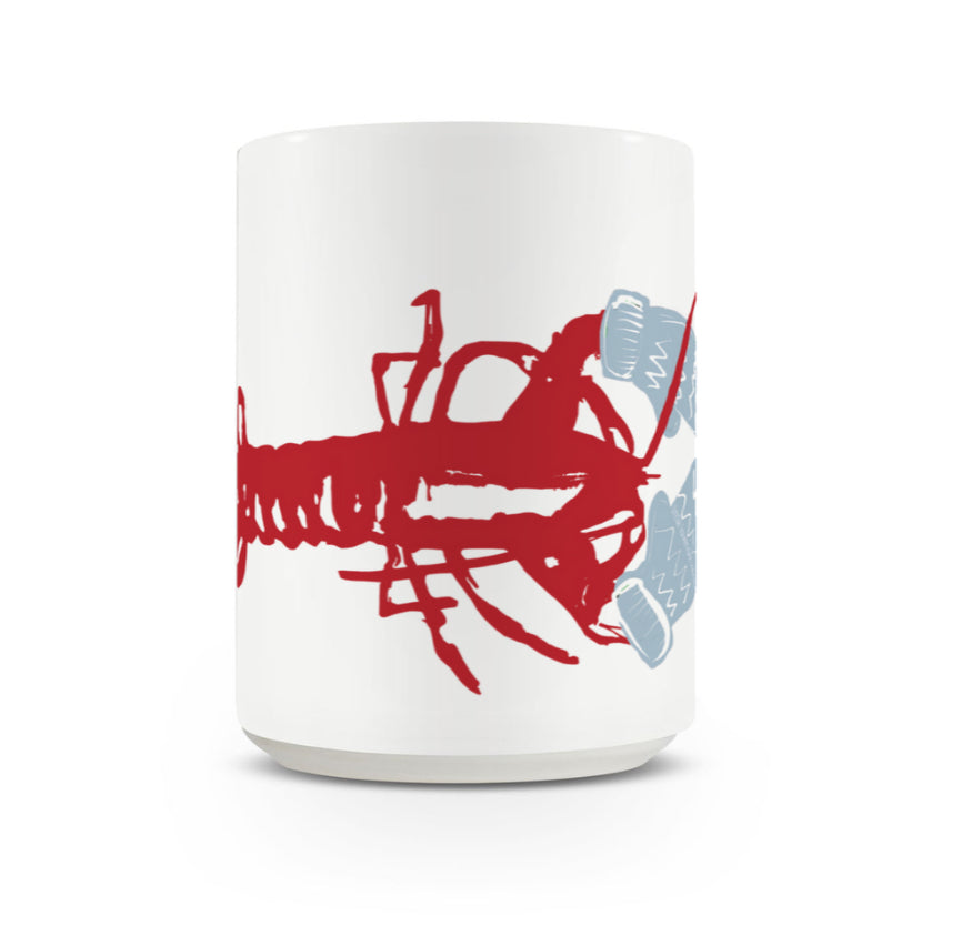 LOBSTER WITH BLUE MITTENS MUG