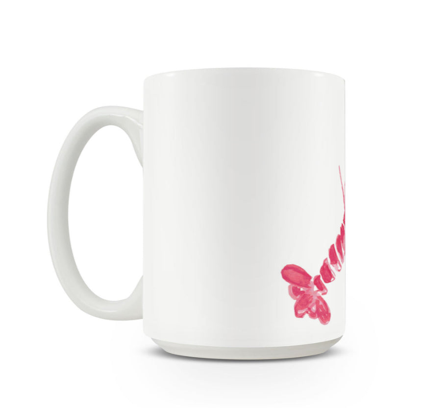 WATERCOLOR LOBSTER WITH BLUE MITTENS MUG