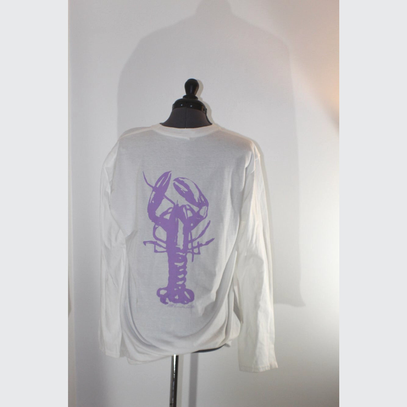 Lavender Lobster Longsleeve Tee - white lobster front and back
