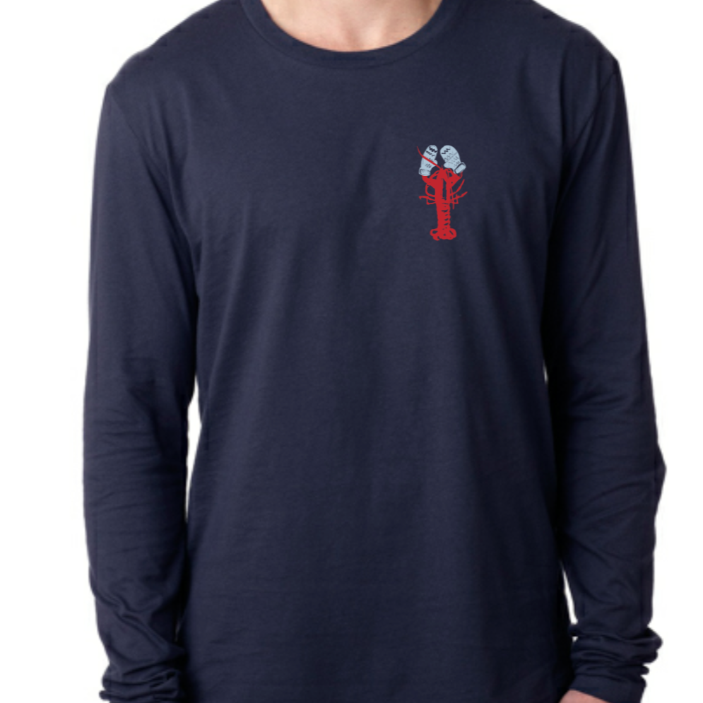 LOBSTER WITH BLUE MITTENS - Long-sleeve Front and Back Lobster