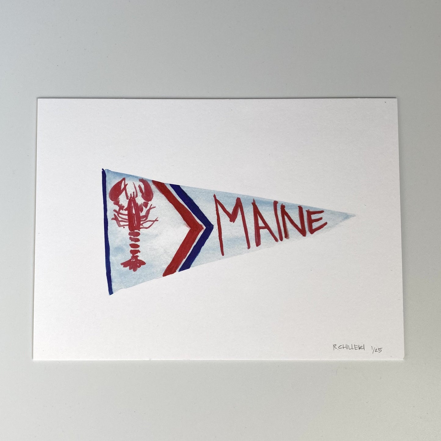 MAINE PENNANT WATERCOLOR PRINT - LOBSTER