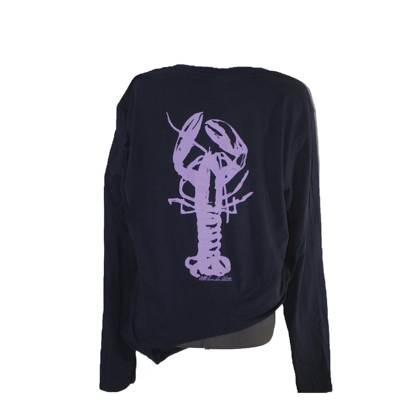 Lavender Lobster Longsleeve Tee - Navy