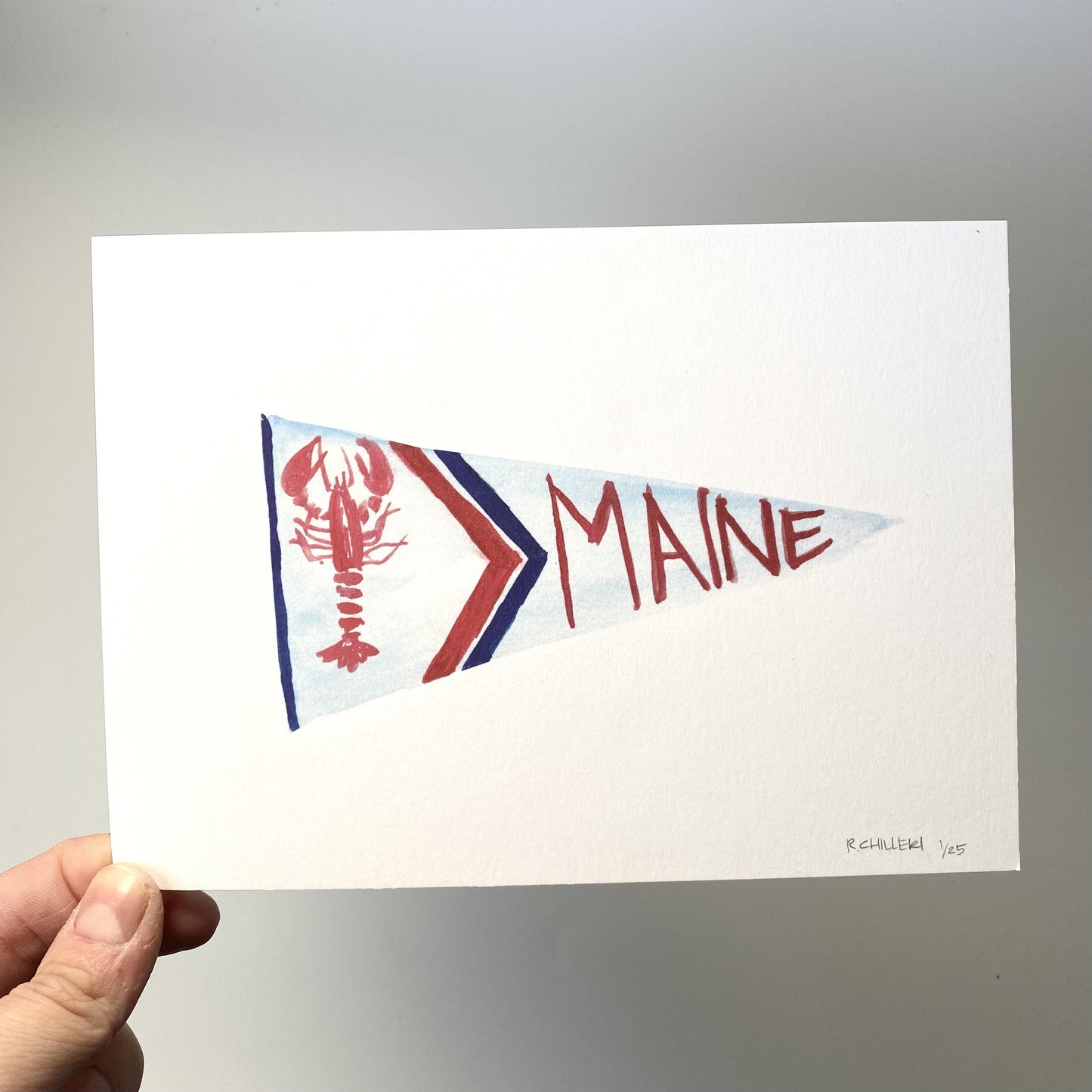 MAINE PENNANT WATERCOLOR PRINT - LOBSTER