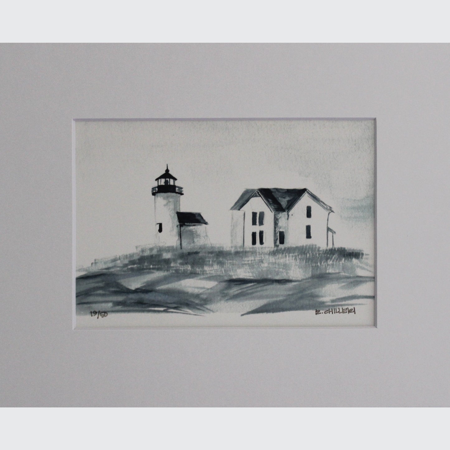 BLACK AND WHITE CURTIS ISLAND LIGHTHOUSE - PRINT