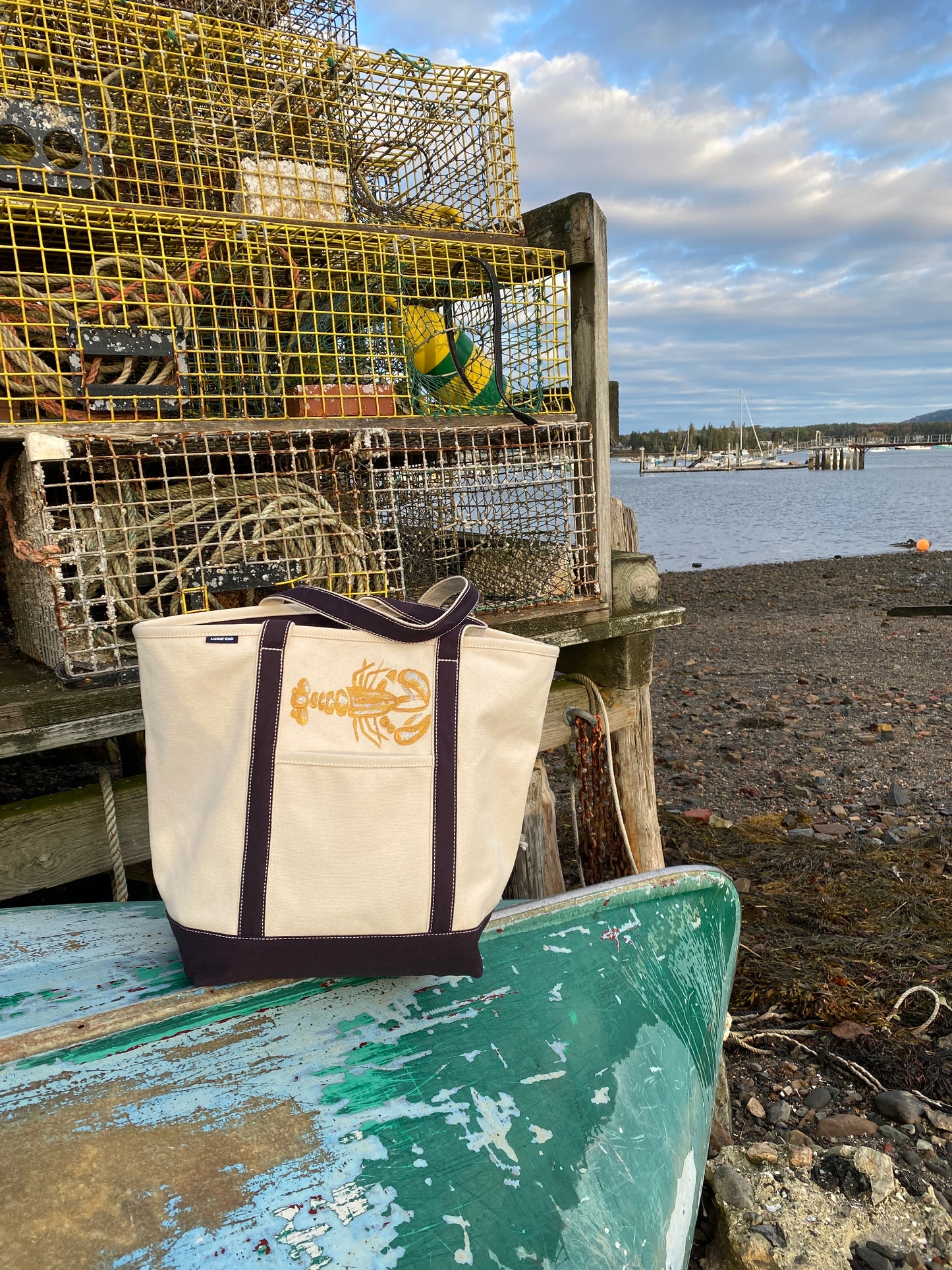 LARGE GOLD & SILVER LOBSTER BOAT BAG