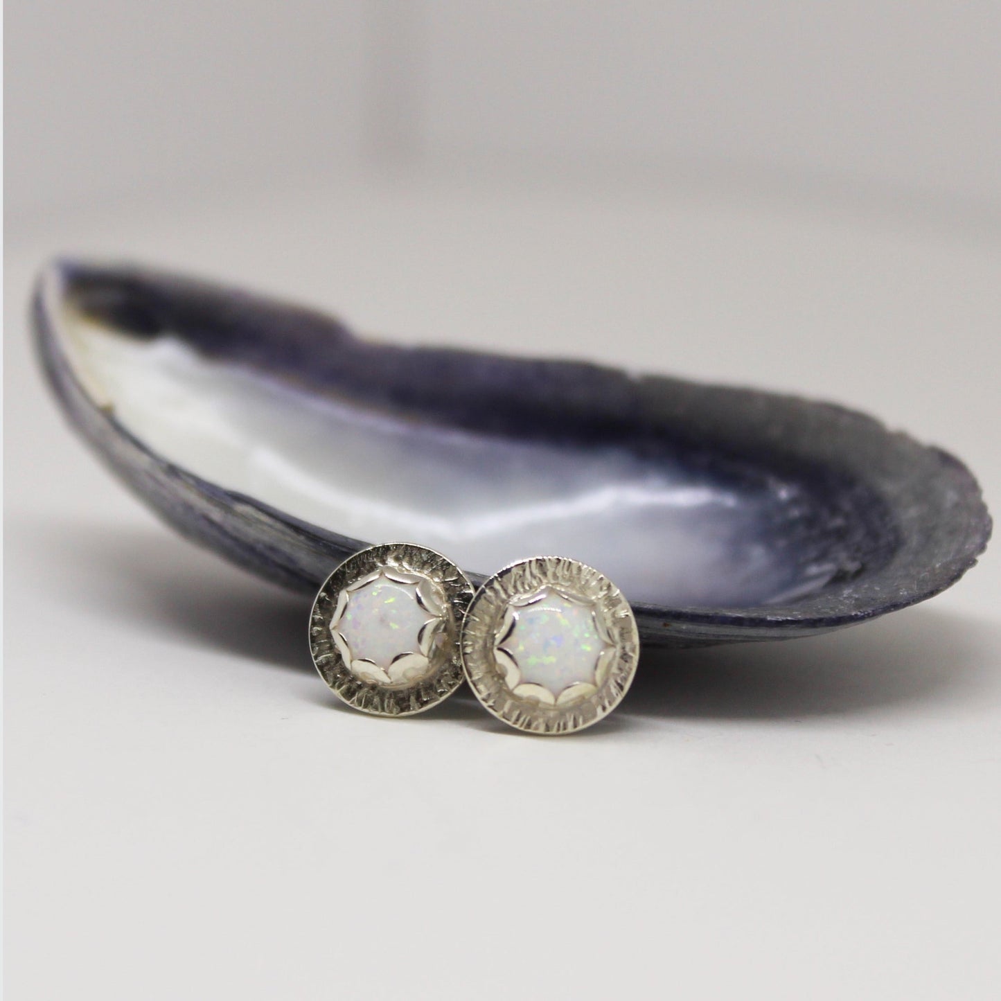 OPAL SCALLOPED DOT EARRINGS